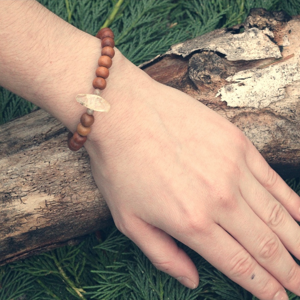 Citrine Sandalwood Success Bracelet Boho Mala Gems
